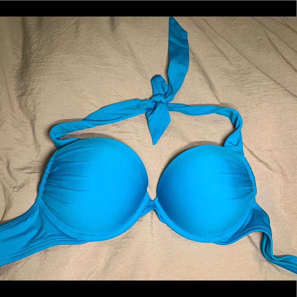 Cobalt Blue VS Bombshell Halter Bikini Top EUC 32B